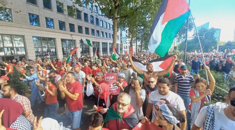 Brüksel'de binlerce kişi Gazze için sokaklara çıktı: "Ateşkes illüzyona son verilsin"