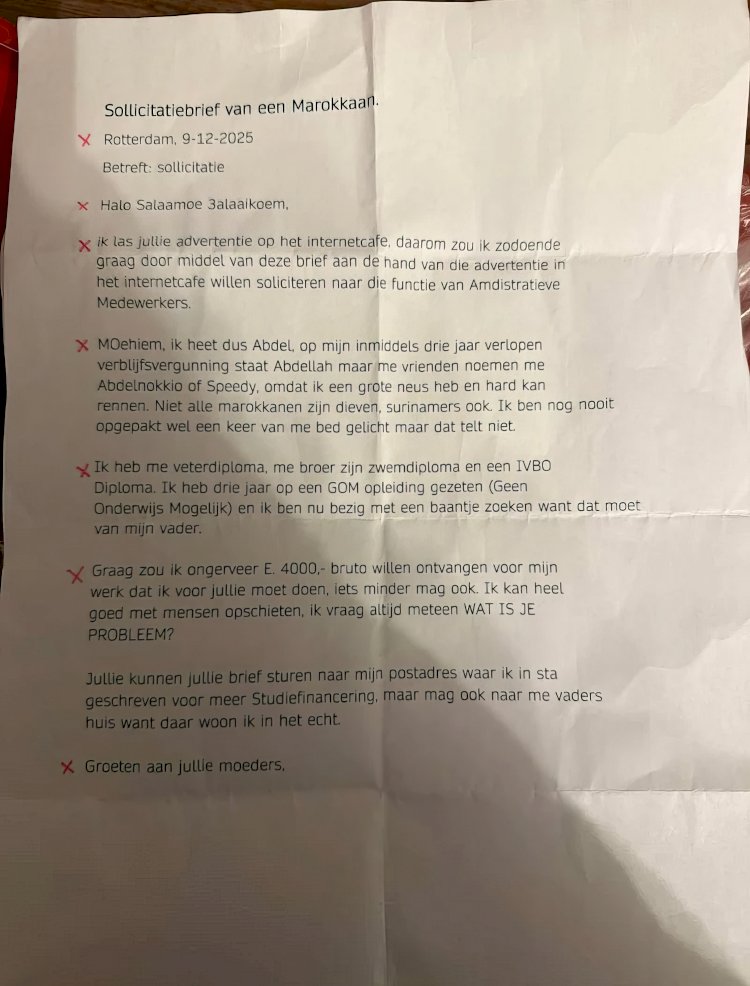 Hollanda’da ırkçı ödev skandalı: “Faslı Birinin Özgeçmişini Düzeltin” talimatı tepki çekti